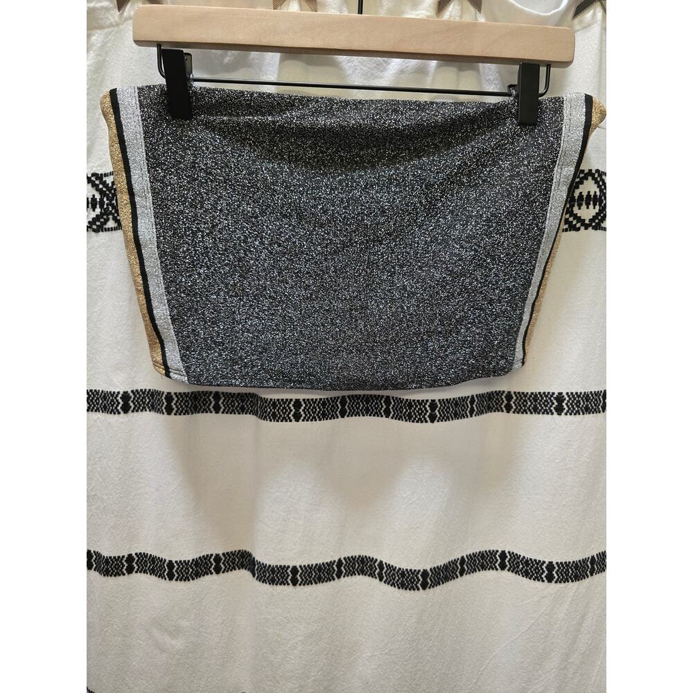 NWT Victoria's Secret PINK glittery sparkle striped unlined bandeau‎ crop top L